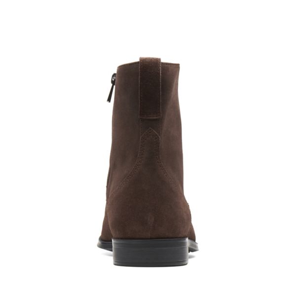 Clarks Mens Gilman Zip Wide Fit Boots Dark Brown | UK-9578362